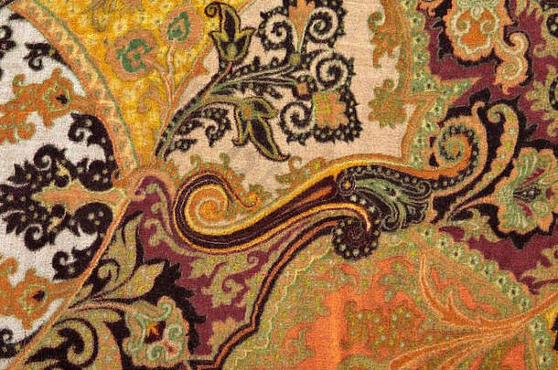 彩色印花棉织物特写，印花织物