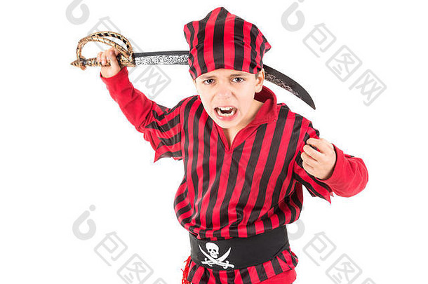 年轻的男孩海盗服装万圣节