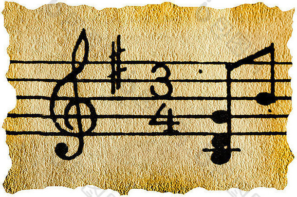 音乐符号关键复古的纸