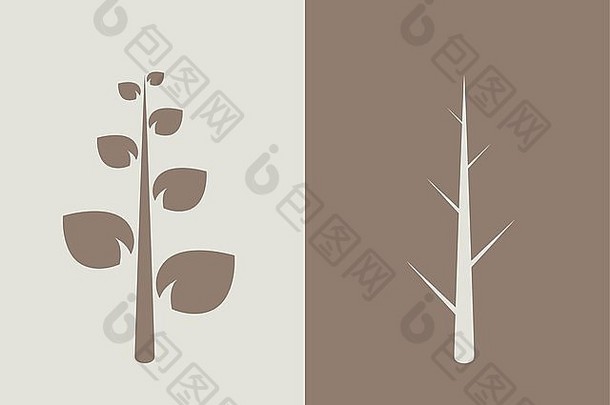 树棕色（的）背景生态概念插图