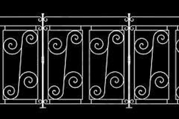 黑色背景上围栏栏杆设计的三维渲染