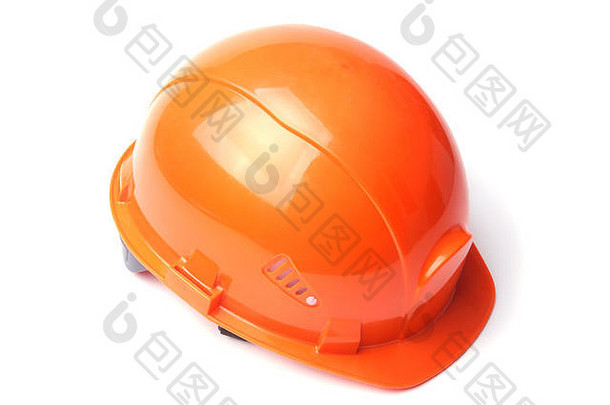 橙色硬他孤立的白色背景安全头盔