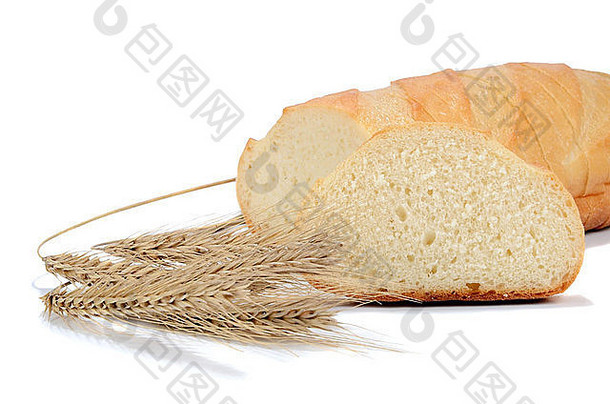面包小麦孤立的白色背景