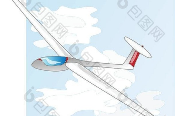 滑翔机滑翔机插图孤立的天空背景
