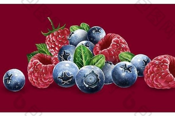 覆盆子、蓝莓和草莓