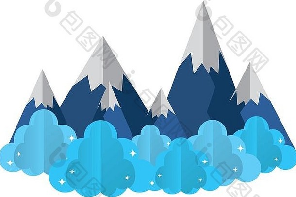 冰山和蓬松的云景观