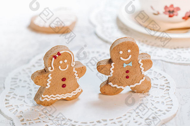 可爱的美味的装饰饼干圣诞节庆祝活动