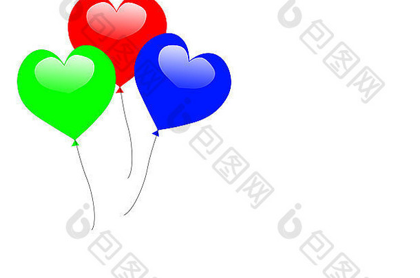 五彩缤纷的心形气球展示浪漫的周年庆典