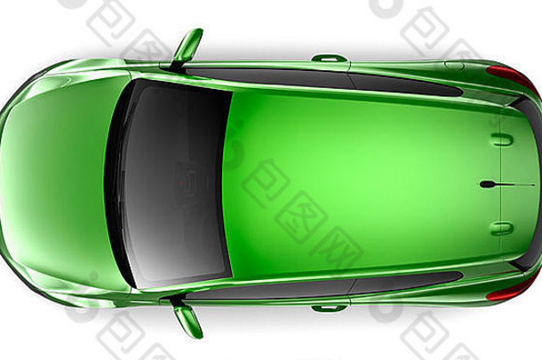 小型绿色汽车