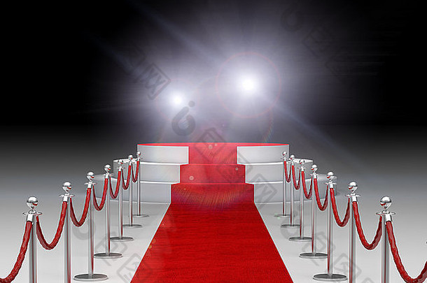 图像红色的地毯白色楼梯