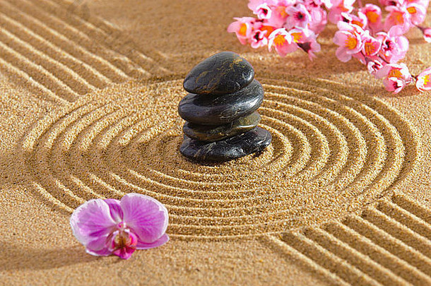 日本Zen花园石头沙子