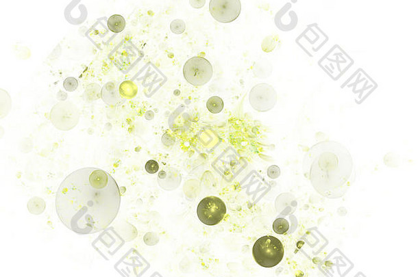 由发光球体或气泡组成的抽象分形结构。优雅背景-光栅分形三维球体图形