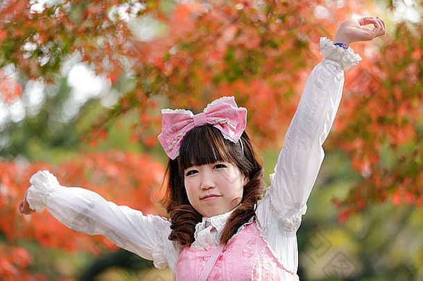日本洛丽塔肖像公园秋天季节东京