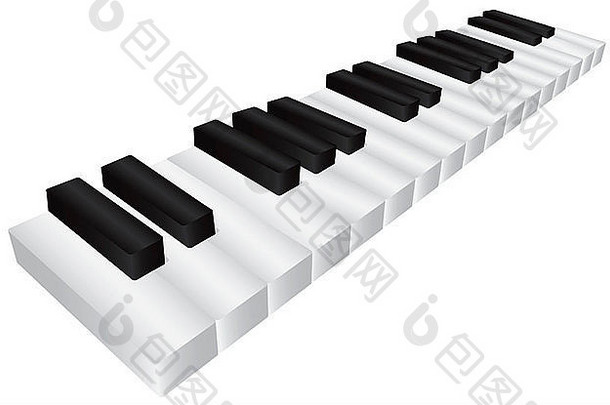 计划键盘黑色的白色键孤立的白色背景插图