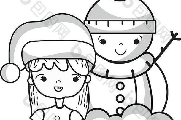 行女孩圣诞节衣服雪人设计