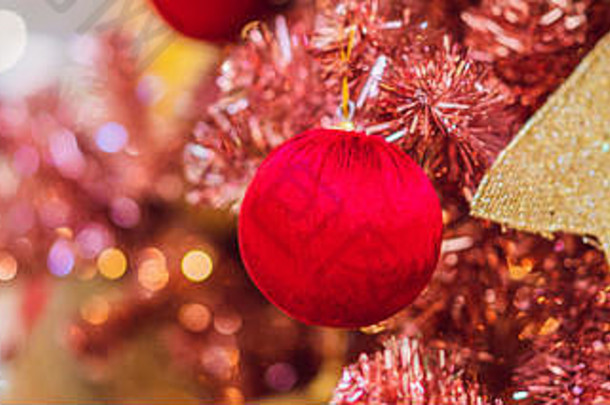 红色的圣诞节树背景灯横幅长格式