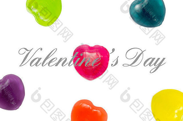 情人节文本背景的心形糖果，情人节，爱情事件和重要的一天