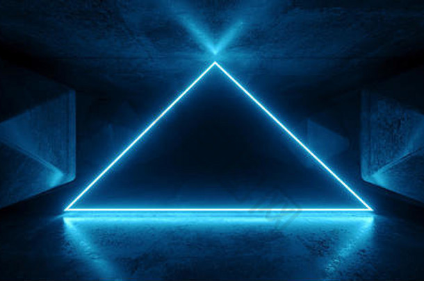 霓虹灯发光的迷幻充满活力的宇宙紫外线荧光豪华的发光的sci未来主义的复古的三角形灯<strong>蓝色</strong>的难看的东西混凝土感觉