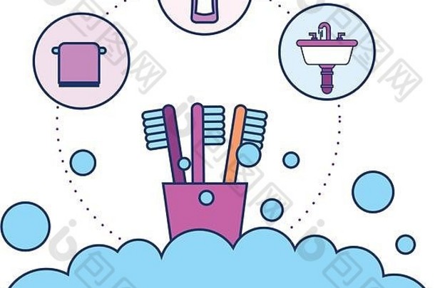 牙刷泡沫洗脸盆浴室