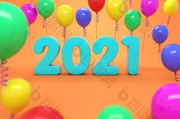新年2021创意设计理念- 3D渲染图像