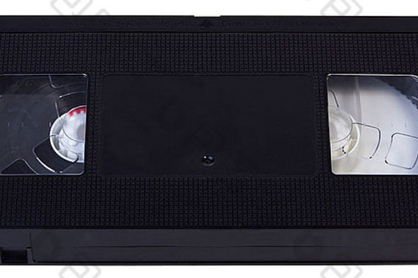 隔离在白色背景上的空白黑色VHS录像<strong>带</strong>。包括剪辑路径。