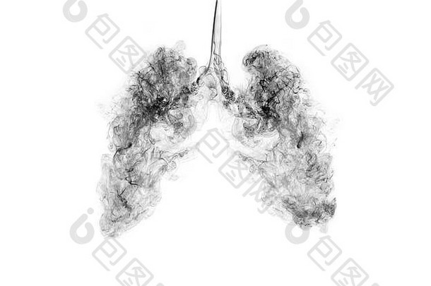烟雾进入肺部时的概念图。<strong>戒</strong>烟</strong>或生活在污染地区的运动。