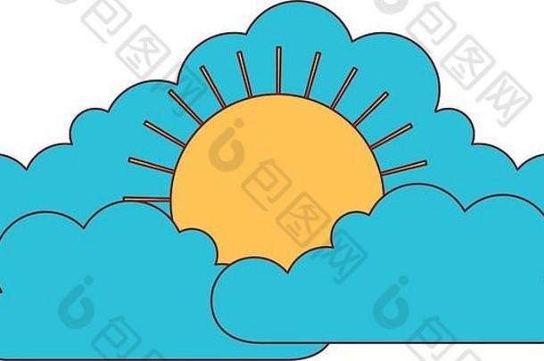 云积云太阳平图标色彩斑斓的轮廓