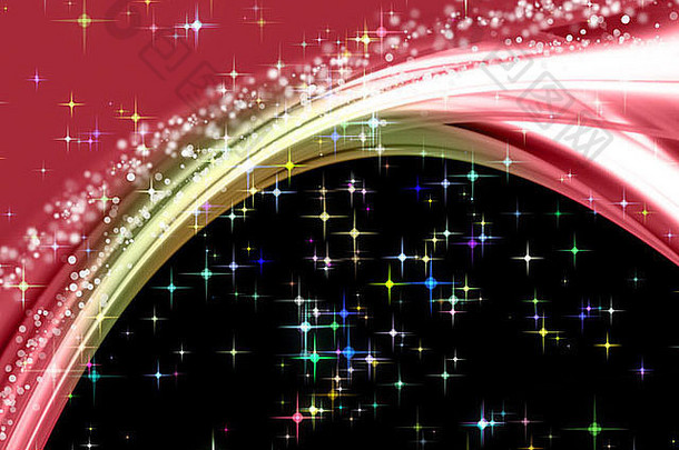 梦幻般的圣诞波浪设计，雪花闪烁，星光闪烁