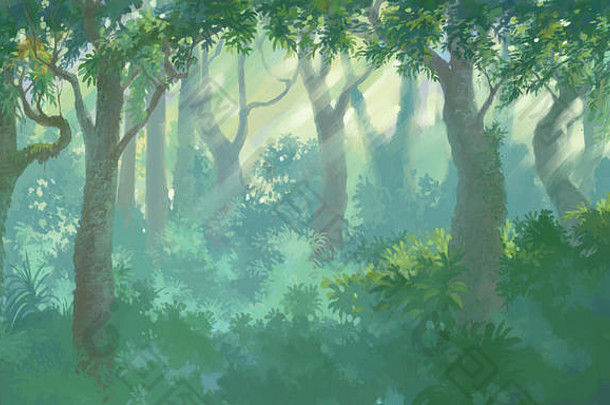 内部森林绘画插图