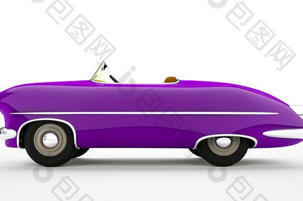 玩具紫色汽车。三维渲染