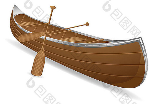 独木舟插图孤立的白色背景