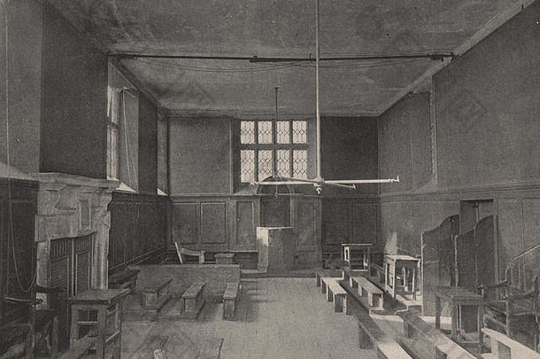 哈罗学校。<strong>四年级</strong>教室。伦敦教育1896古董印刷品