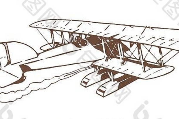 历史双翼飞机水上飞机飞行插图光刻技术早期世纪