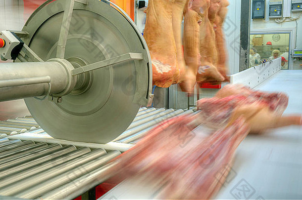 食品工业中肉类的特写镜头