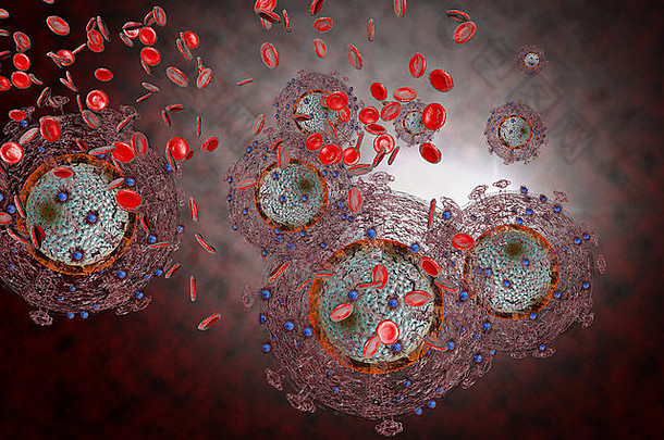 医学背景下的HIV-Aids病毒细胞3D生成插图