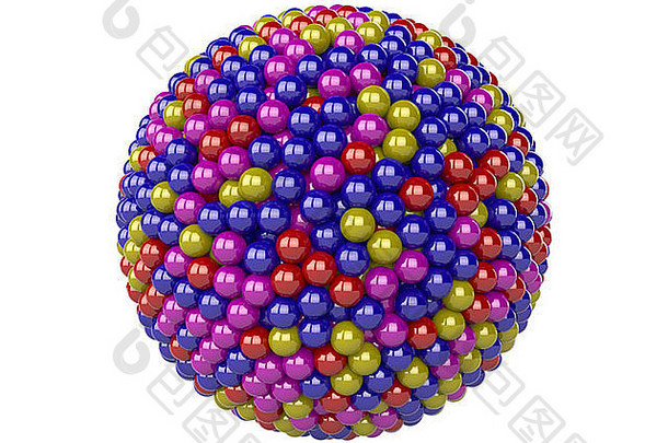 不同颜色球体的三维抽象背景