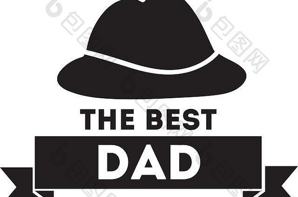 帽子线条风格的父亲节快乐印章