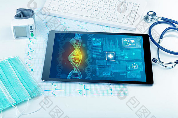 基因测试和生物技术概念与医疗技术设备