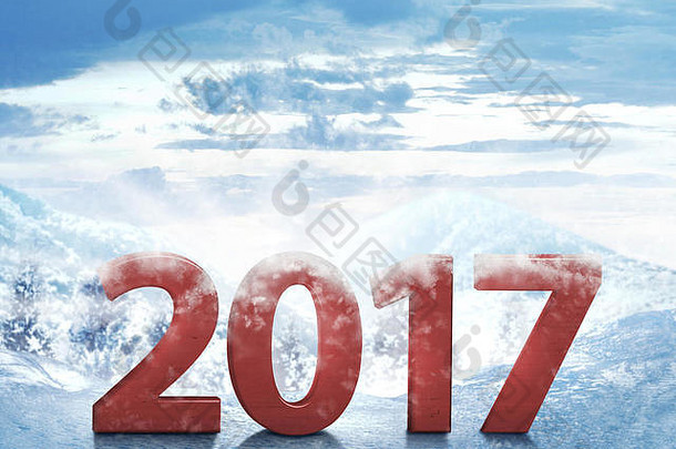 雪山背景2017新年快乐