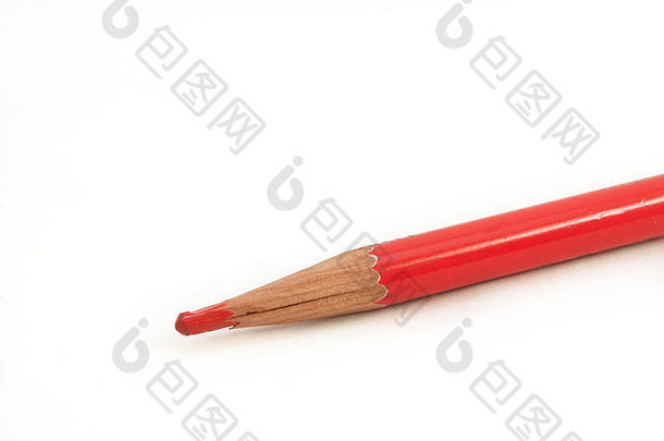 白色隔离背景上的红色铅笔