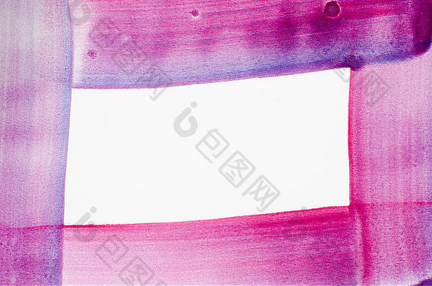 白色背景纸上的紫罗兰水彩画纹理