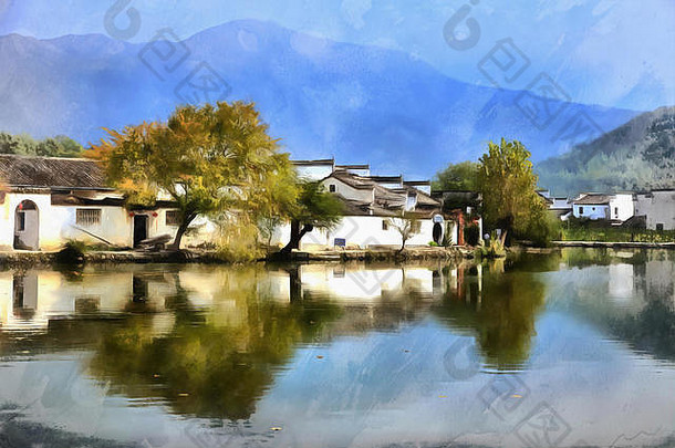中国山村彩绘
