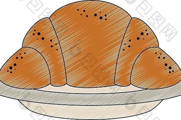 牛角面包新面包涂鸦