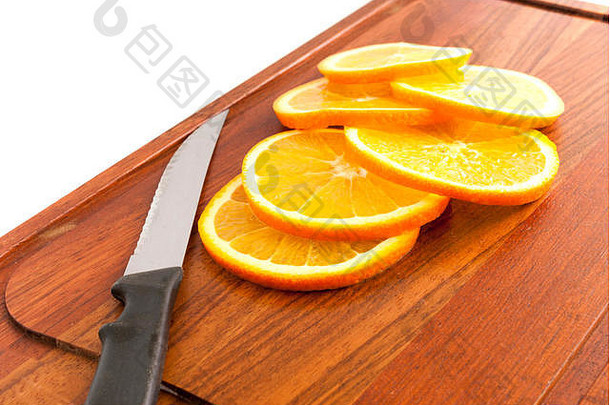 切片橙子切割董事会白色背景