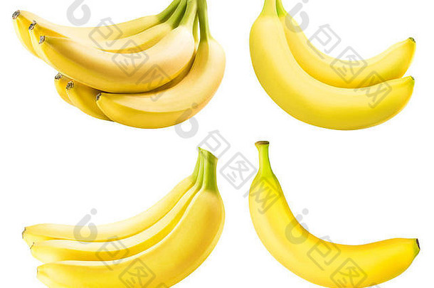 设置从香蕉隔离在白色背景与剪辑路径