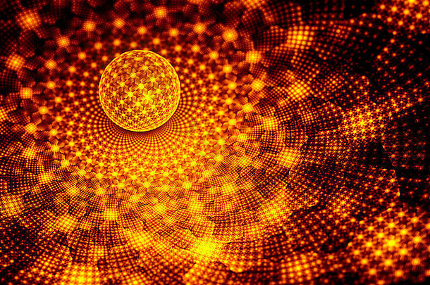 激烈的发光的球分形模式电脑生成的摘要背景