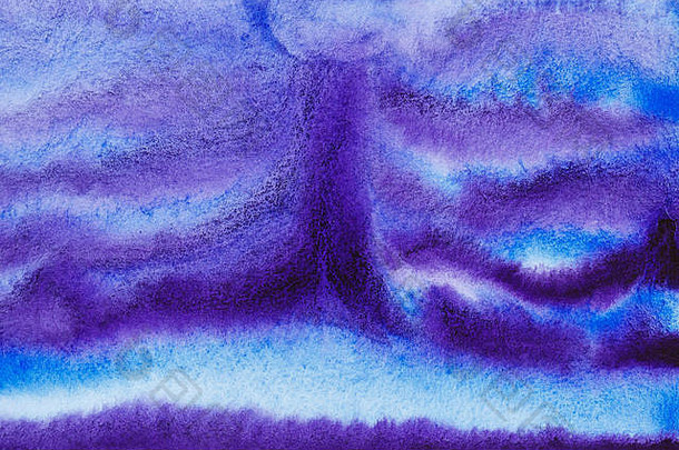 蓝色的紫罗兰色的水彩抽象背景梯度水彩画技术湿水彩元素设计