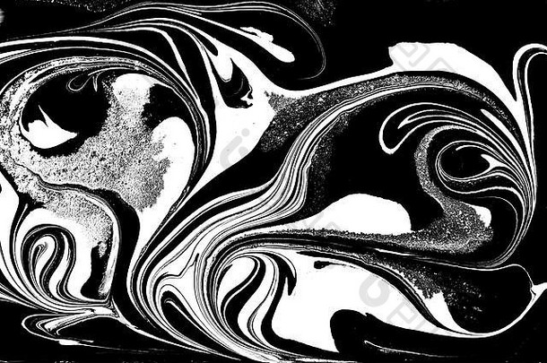 大理石抽象艺术品纹理。黑白波浪图案。