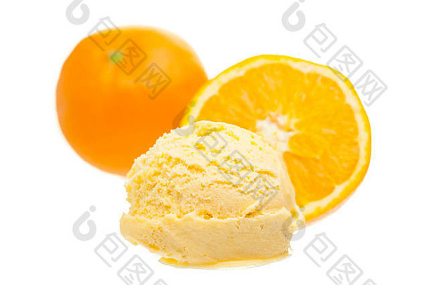 橙色冰奶油独家新闻橙子孤立的白色背景