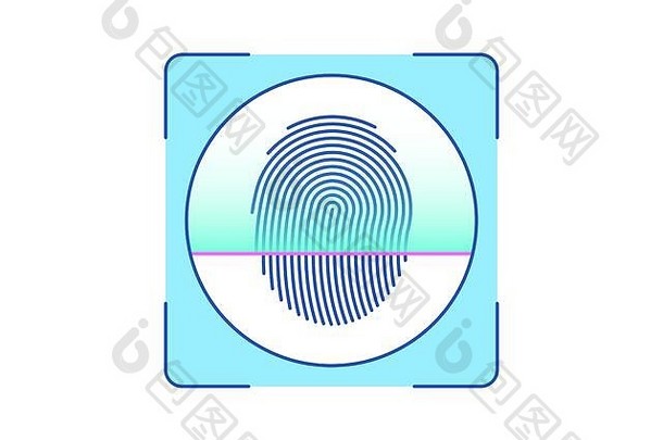 指纹识别图标生物识别扫描系统手指接口人识别指纹技术系统识别